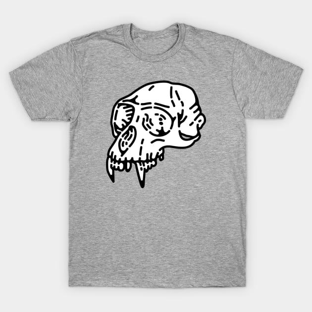 Skull Monkey - White T-Shirt by franjos50